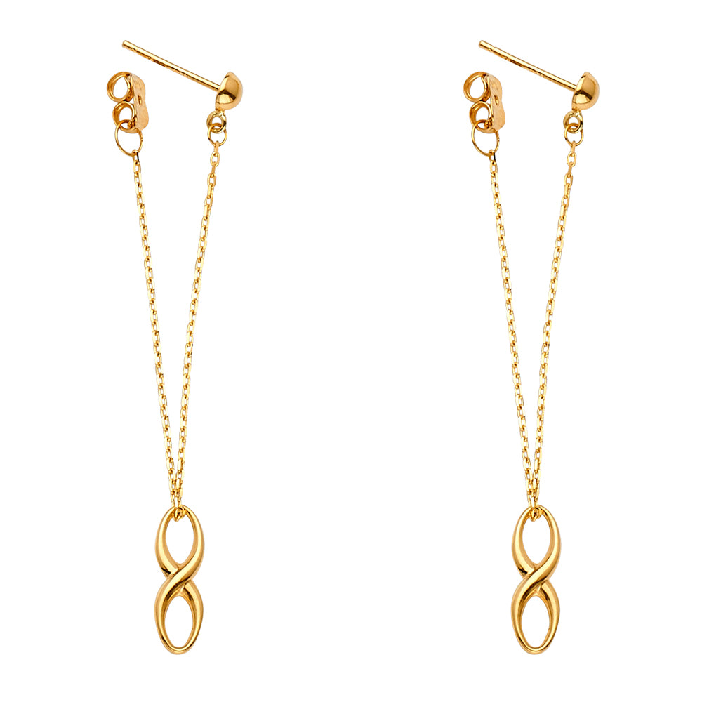 14K Yellow Gold Infinity Hanging Earring
