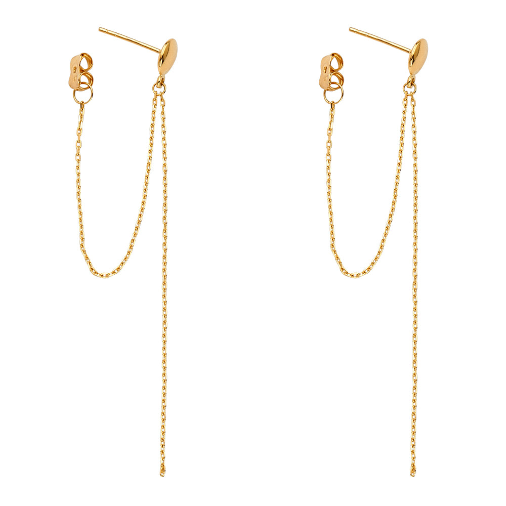 14K Yellow Gold Chain Hanging Earring