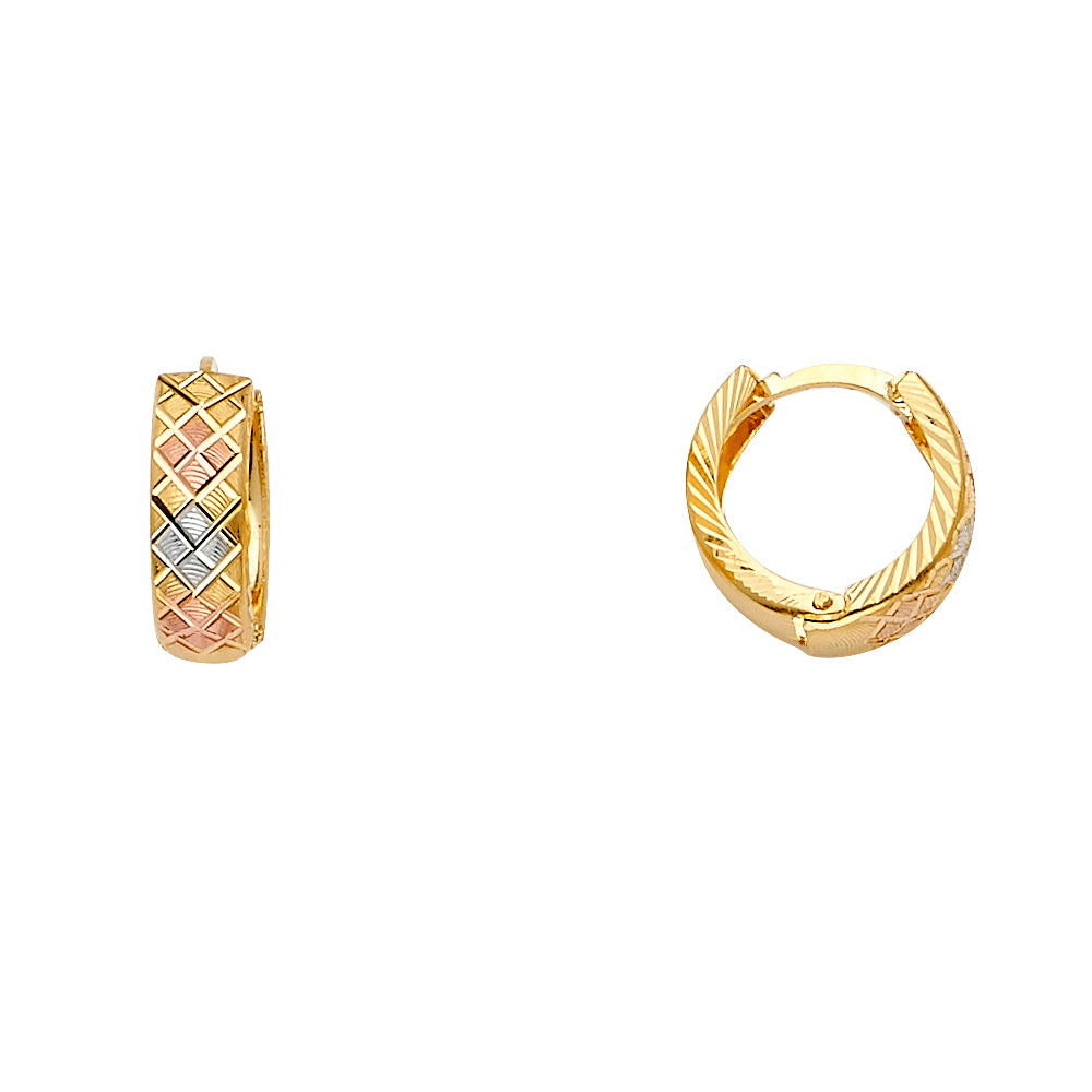 14K Yellow White Rose Gold Huggies Earring