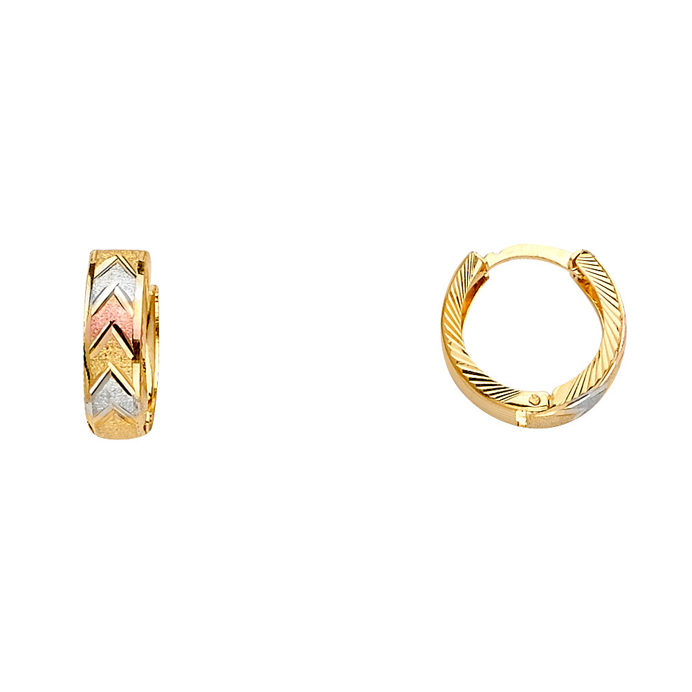 14K Yellow White Rose Gold Huggies Earring