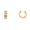 14K Yellow White Rose Gold Huggies Earring