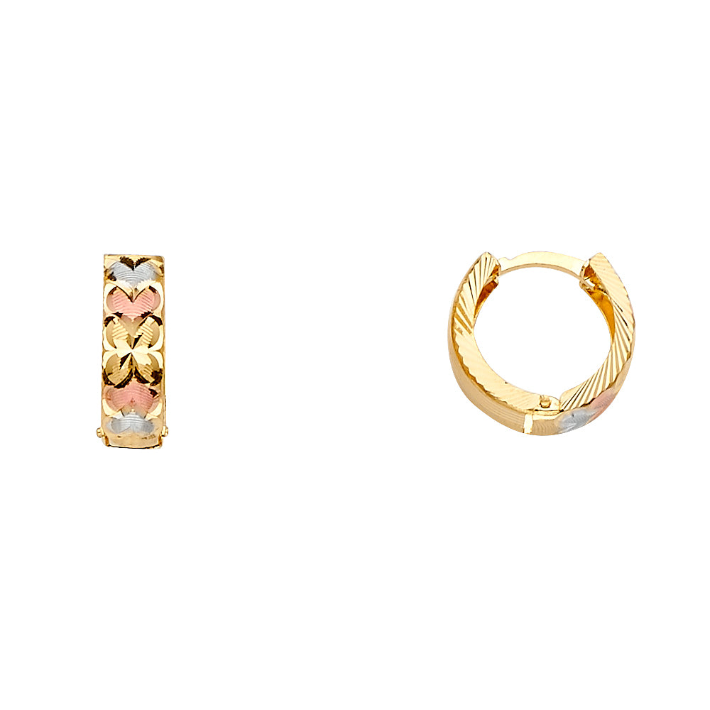 14K Yellow White Rose Gold Huggies Earring