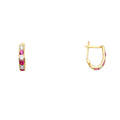 14K Yellow Gold CZ Channel Huggies Earring