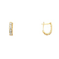 14K Yellow Gold CZ Channel Huggies Earring