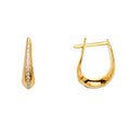 14K Yellow Gold CZ Channel Tear Drop Earring