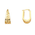 14K Yellow Gold Filigree U Shape Earring
