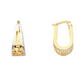 14K Two Tone Gold Greek U Shape Earring