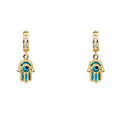 14K Yellow Gold Hamsa Dangle Huggies Earring