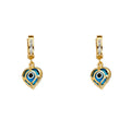 14K Yellow Gold Evil Eye Dangle Huggies Earring