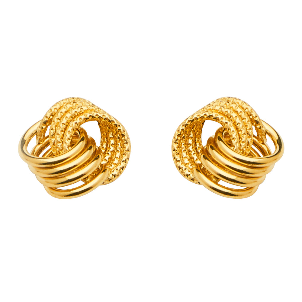 14K Yellow Gold Love Knot Earring W/Push Back