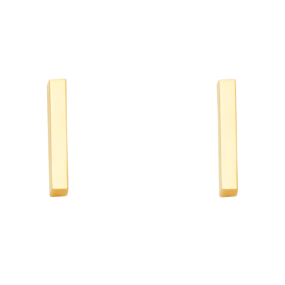 14K Yellow Gold Little Bar Earring W/Push Back