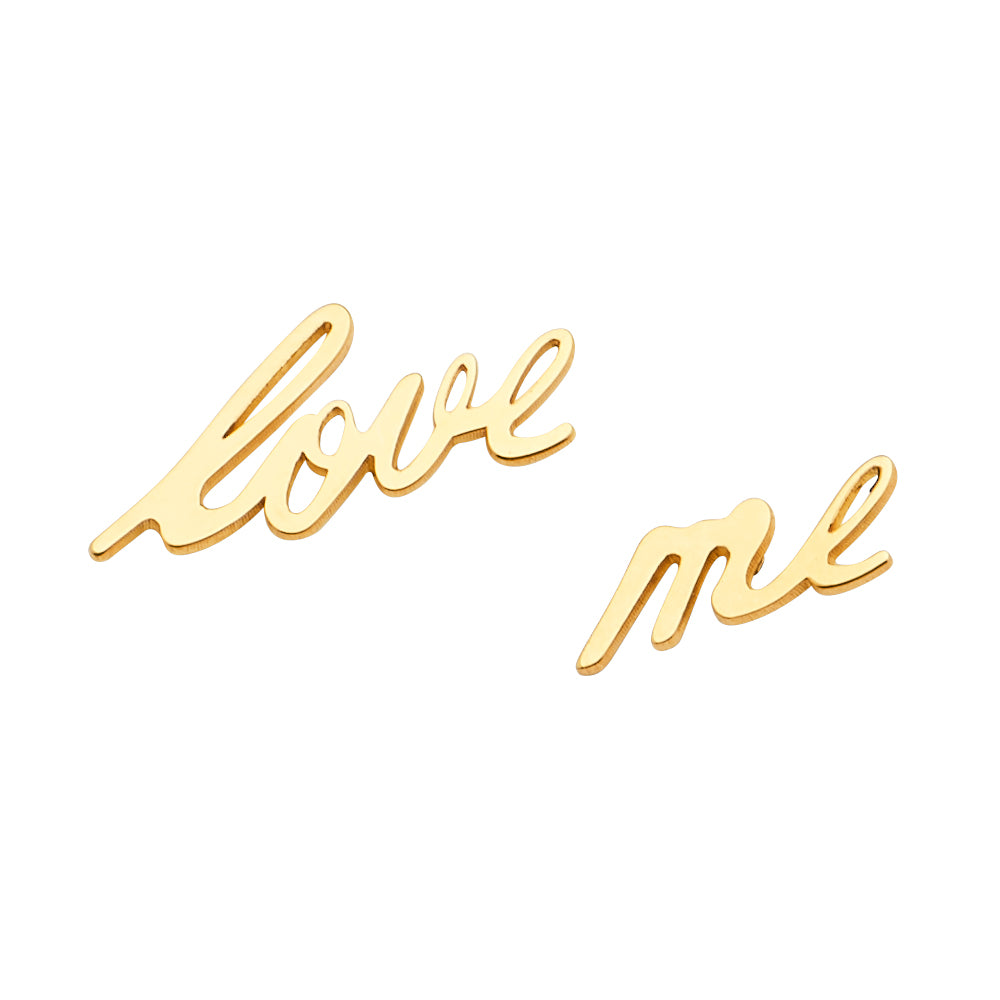 14K Yellow Gold Love-Me Earring W/Push Back