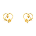 14K Yellow Gold Arrow Heart Earring W/Push Back
