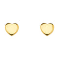 14K Yellow Gold Plain Heart Earring W/Push Back