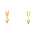 14K Yellow Gold Arrow Earring W/Push Back