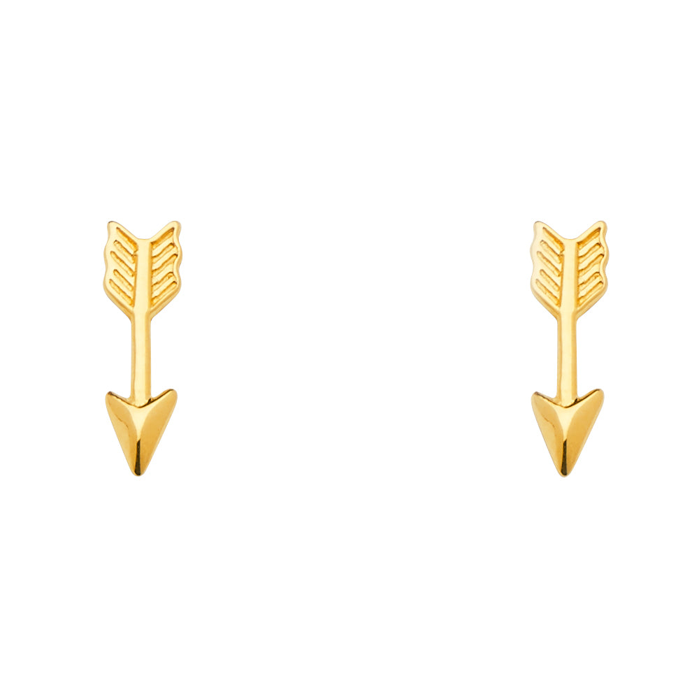 14K Yellow Gold Arrow Earring W/Push Back