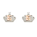14K White Gold 15 Years CZ Crown Earring W/Push Back