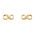 14K Yellow Gold CZ Infinity Earring W/Push Back