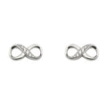 14K White Gold CZ Infinity Earring W/Push Back