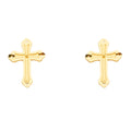 14K Yellow Gold Cross Earring W/Push Back