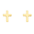 14K Yellow Gold Cross Earring W/Push Back