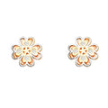 14K Yellow White Rose Gold CZ Flower Post Ear