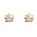 14K Yellow White Rose Gold CZ Crown Post Ear
