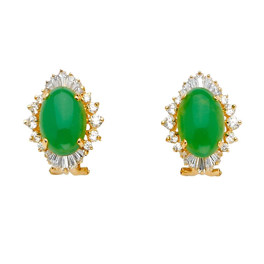 14K Yellow Gold Jade Earring / Set