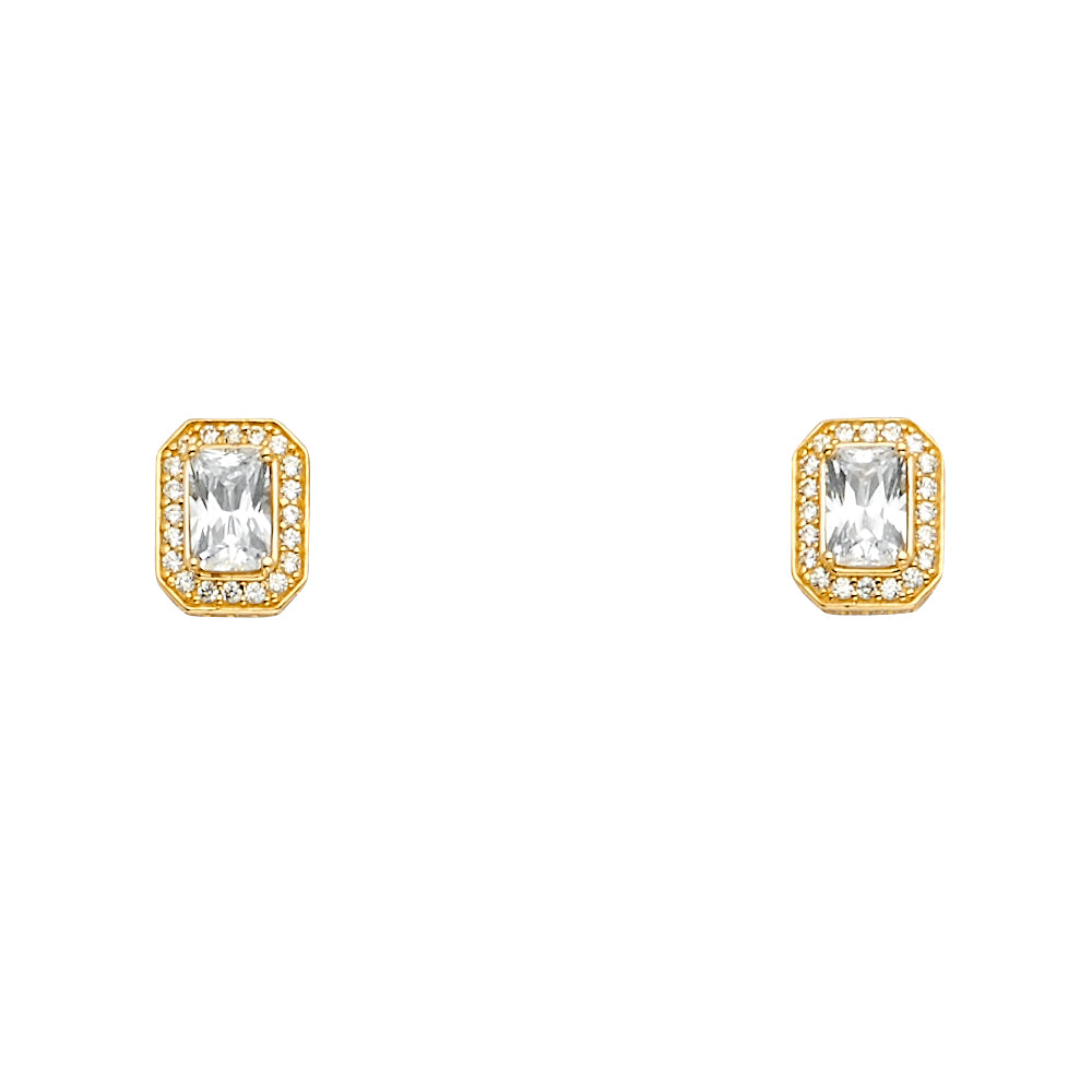 14K Yellow Gold CZ Earring / Set