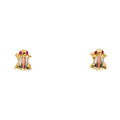 14K Yellow White Rose Goldolor CZ Frog Earring / Set