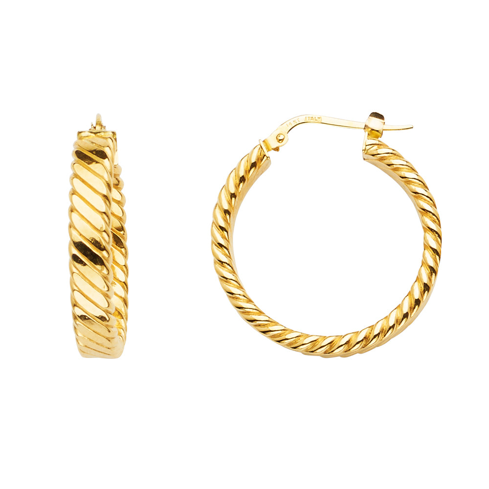 14K Yellow Gold Braided Hoop Earring