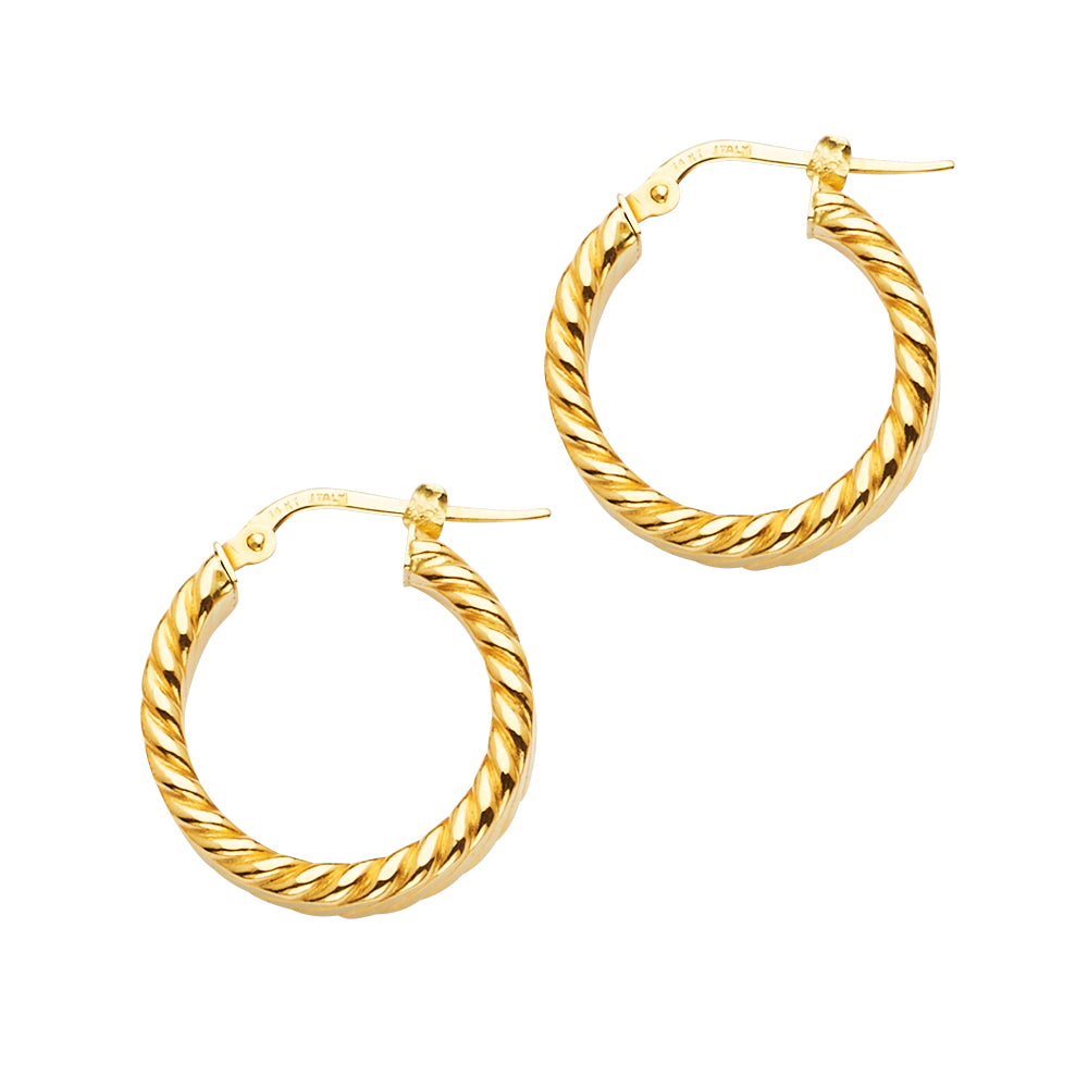 14K Yellow Gold Braided Hoop Earring