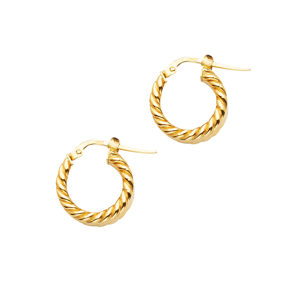 14K Yellow Gold Braided Hoop Earring