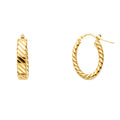 14K Yellow Gold Braided Oval Hoop Earring