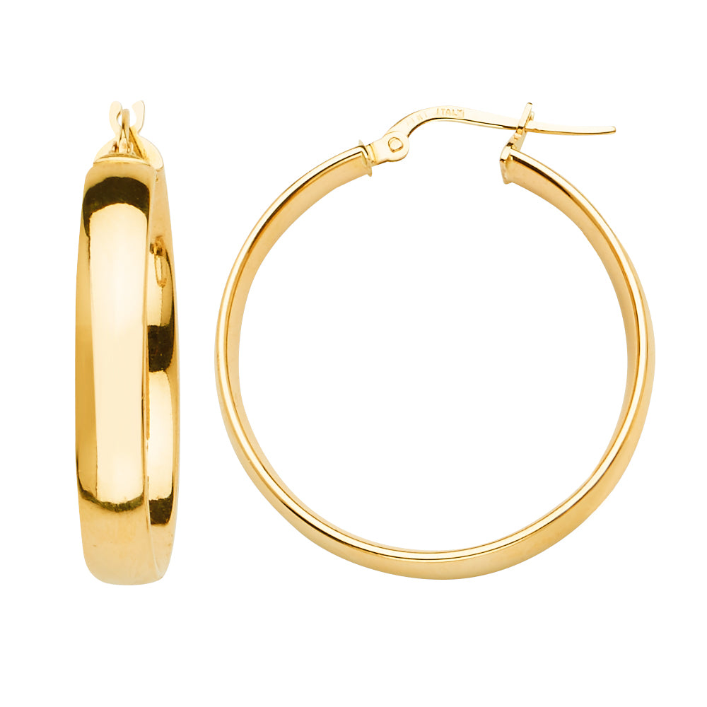 14K Yellow Gold Basic Hollow Hoop Earring