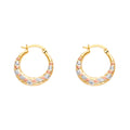 14K Yellow White Rose Gold Double Face X Design Hollow Earring