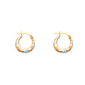 14K Yellow White Rose Gold Double Face Heart Design Hollow Earring