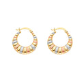 14K Yellow White Rose Gold Double Face Designed Hollow Earring