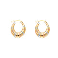 14K Yellow White Rose Gold Double Face Designed Hollow Earring