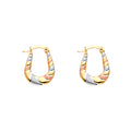 14K Yellow White Rose Gold Double Face Designed Hollow Earring