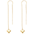 14K Yellow Gold Double Lines Chain Heart Earring