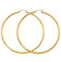 14K Yellow Gold 3 mm Bud Diamond Cut Big Round Tube Hoop