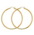 14K Yellow Gold 3 mm Plain Hoop Earring