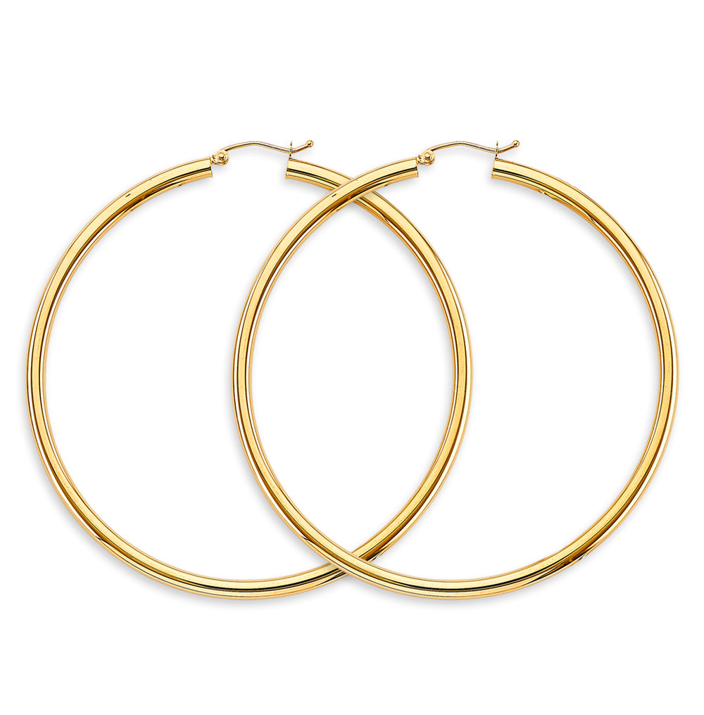 14K Yellow Gold 3 mm Plain Hoop Earring