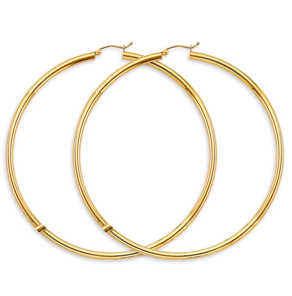 14K Yellow Gold 3 mm Plain Hoop Earring