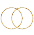 14K Yellow Gold 1.8 mm Shiny Diamond Cut Endless Hoop (55 mm)