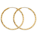 14K Yellow Gold 1.8 mm Shiny Diamond Cut Endless Hoop (35 mm)