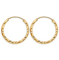 14K Yellow Gold 1.8 mm Shiny Diamond Cut Endless Hoop (20 mm)