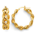 14K Yellow Gold Fancy Link Style Hoop Earring