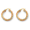 14K Yellow White Rose Gold Braided Hollow Hoop Earring